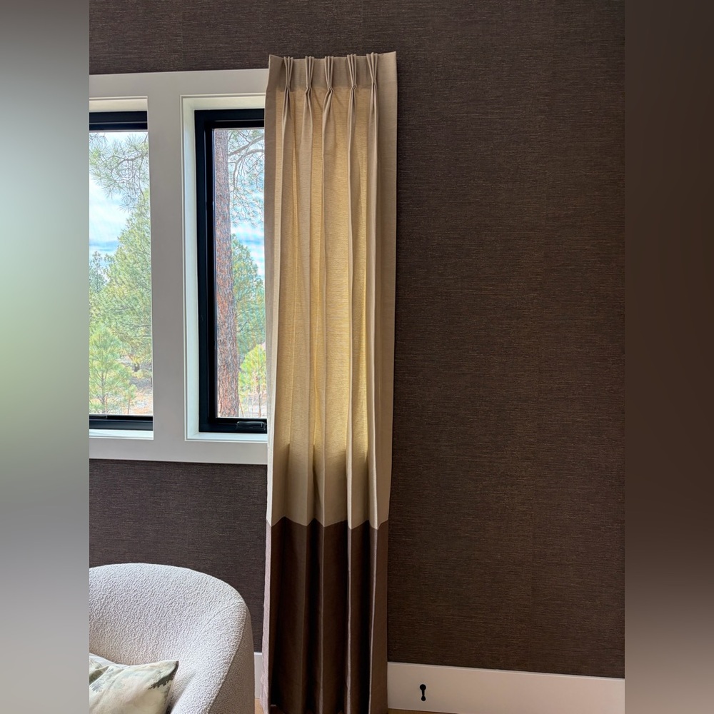 Thomasville Two-Tone Upholstery Fabric Drapes, 98”x18.5”, SET OF 2, LIKE NEW